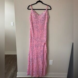 B Darlin Pink Sequin Maxi Dress